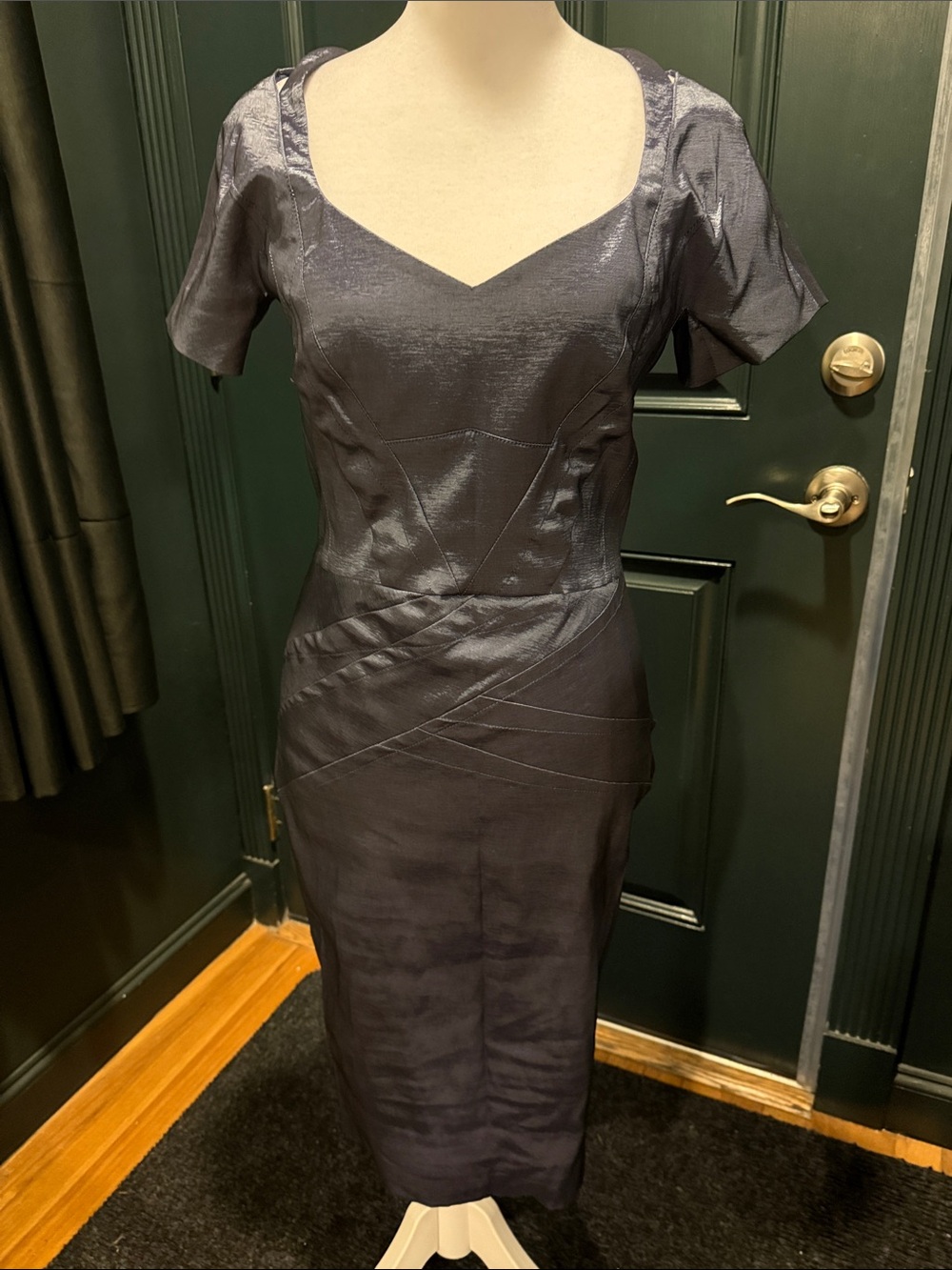 Z Spoke by Zac Posen Slate Sheen Short-Sleeve Midi Dress